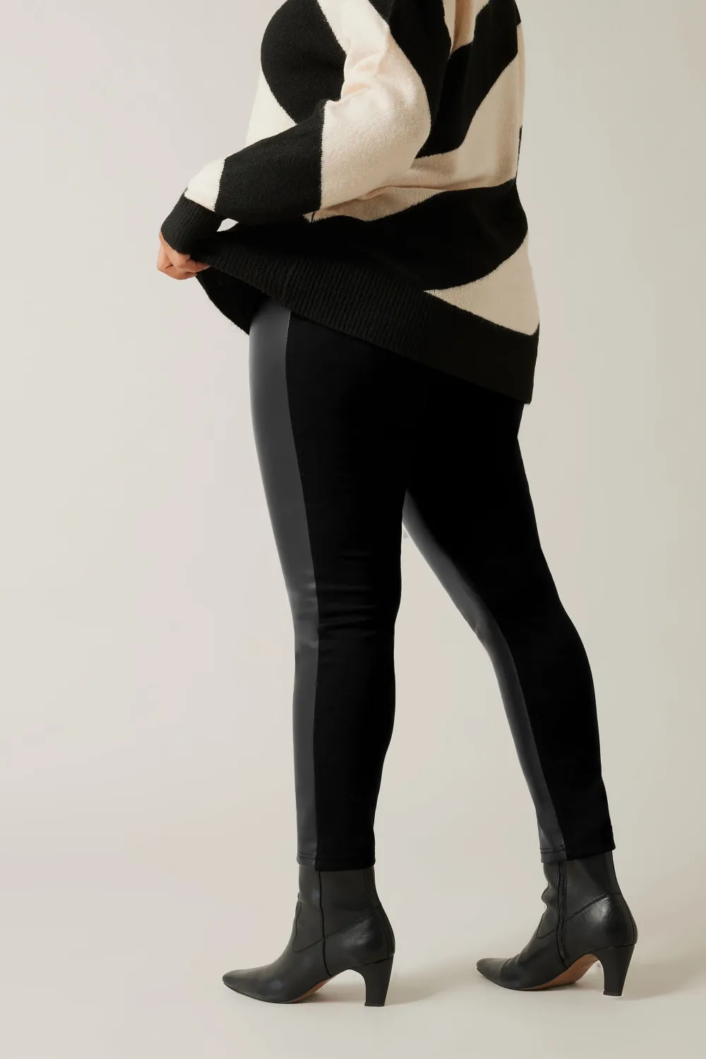 Evans Black Leather Look Leggings