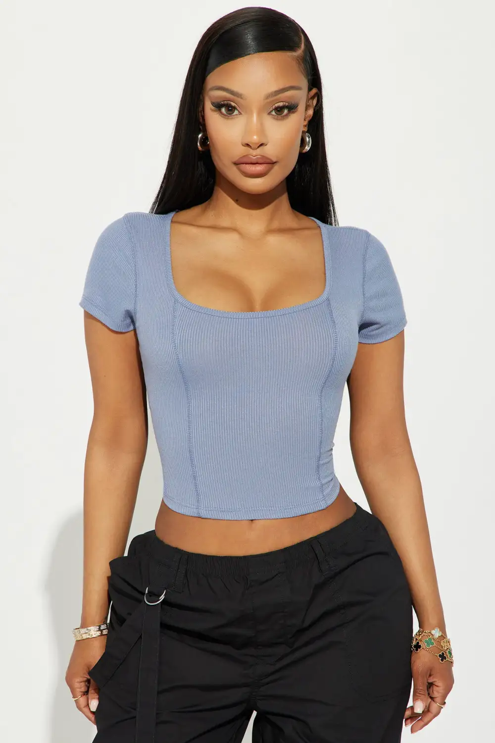 Walk My Way Crop Top - Blue