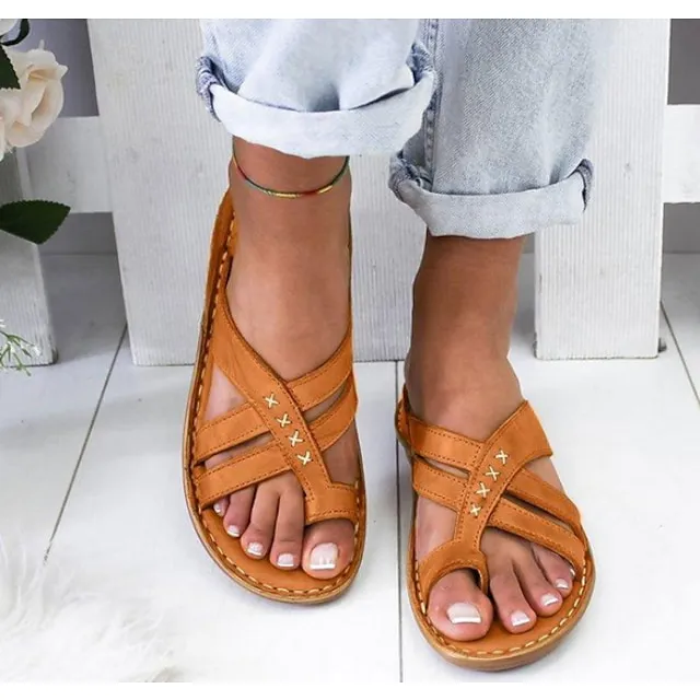 Women's Sandals Wedge Sandals Orthopedic Sandals Gladiator Sandals Roman Sandals Outdoor Daily Walking Wedge Sandals Summer Flat Heel Open Toe Vintage Classic Casual Microfiber PU Loafer Solid Color