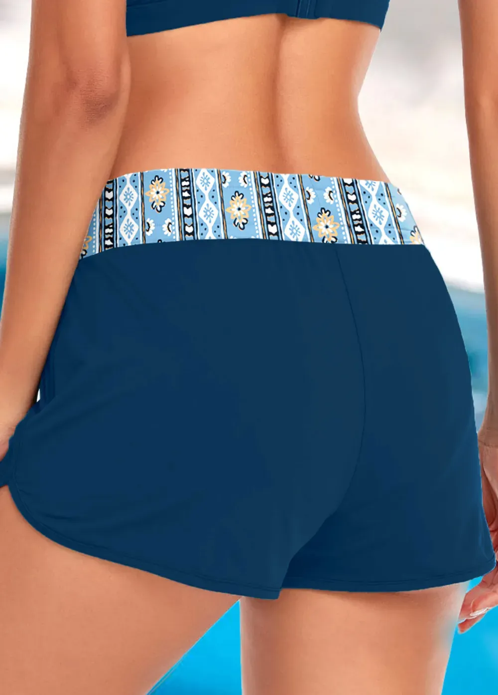 Metal Ring Geometric Print Sage Green Bikini Top