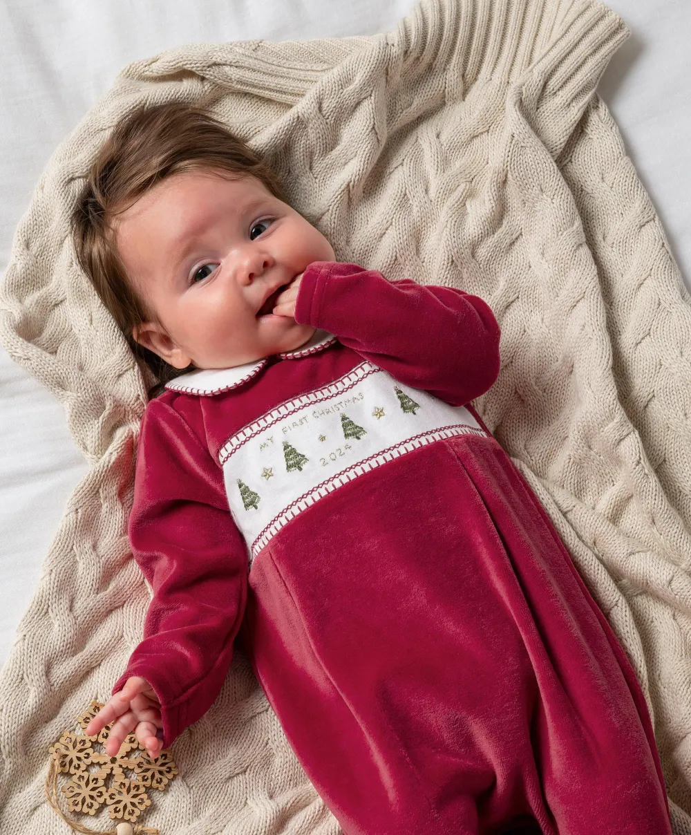 My First Christmas Sleepsuit - Red