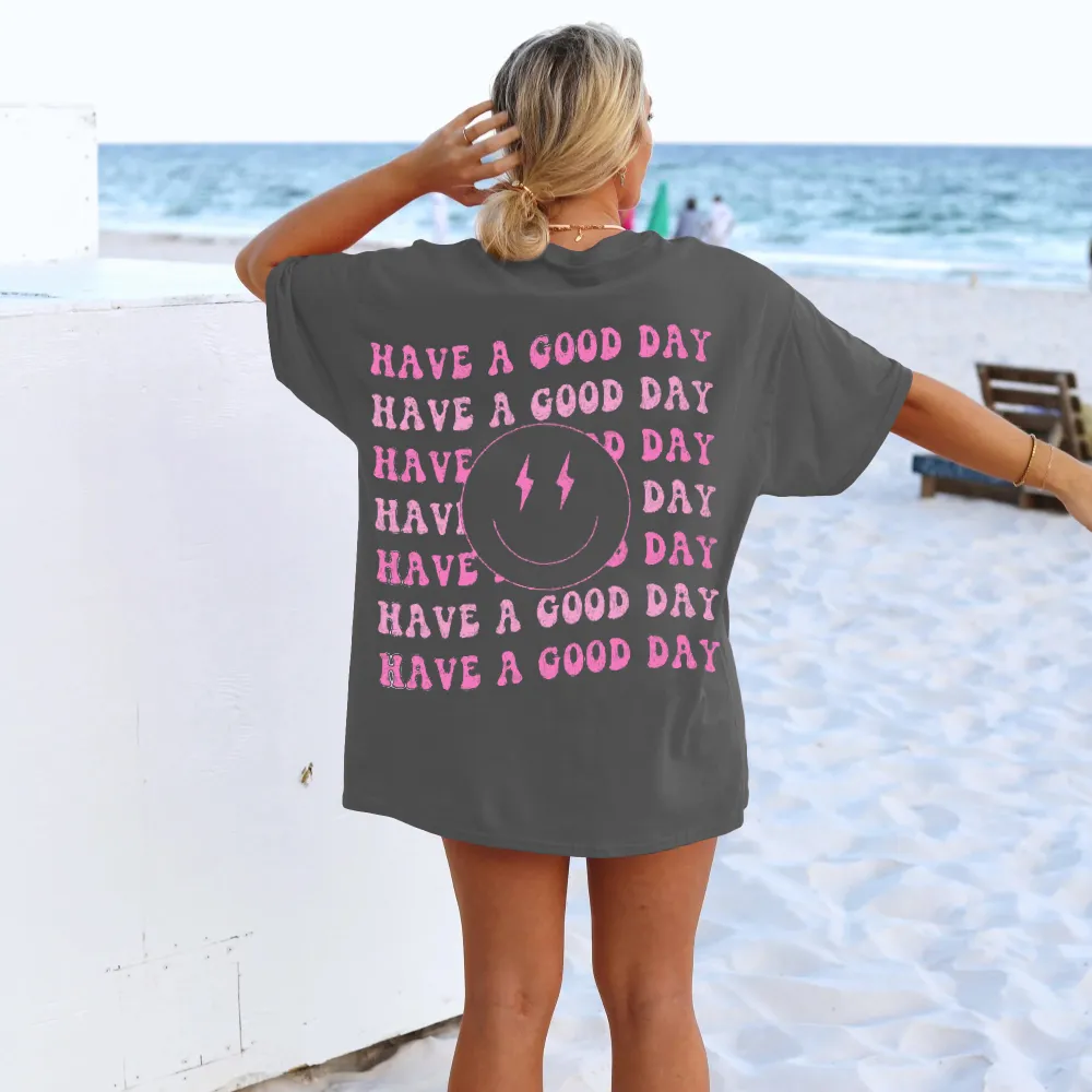 Good Day Repeating Print Short Sleeve Tee