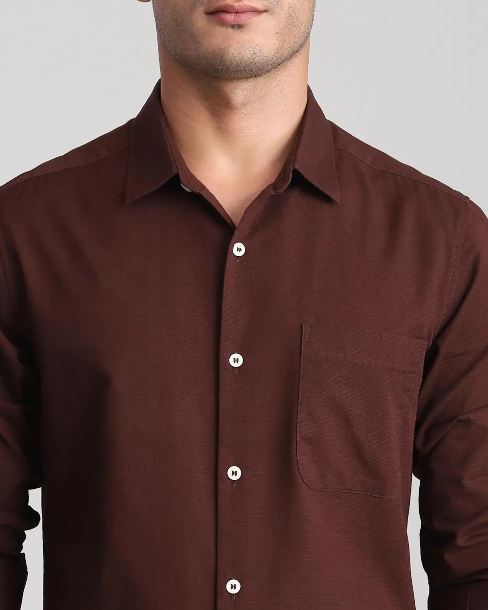 Leisure Simple Daily Slim-Fit Breathable Maroon Shirt