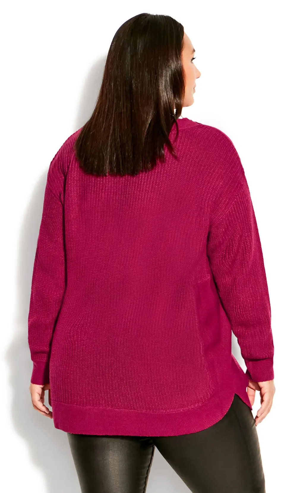 Evans Red Crew Neck Button Detail Jumper