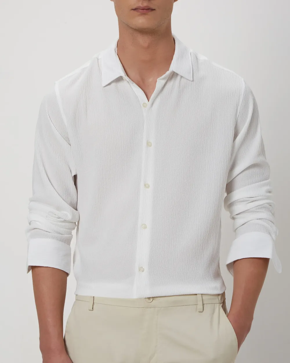 Simple And Soft Slim-Fit Breathable White Shirt