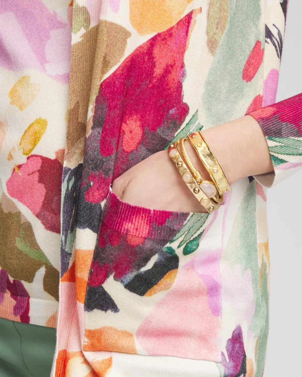 Floral Open-Front Cardigan