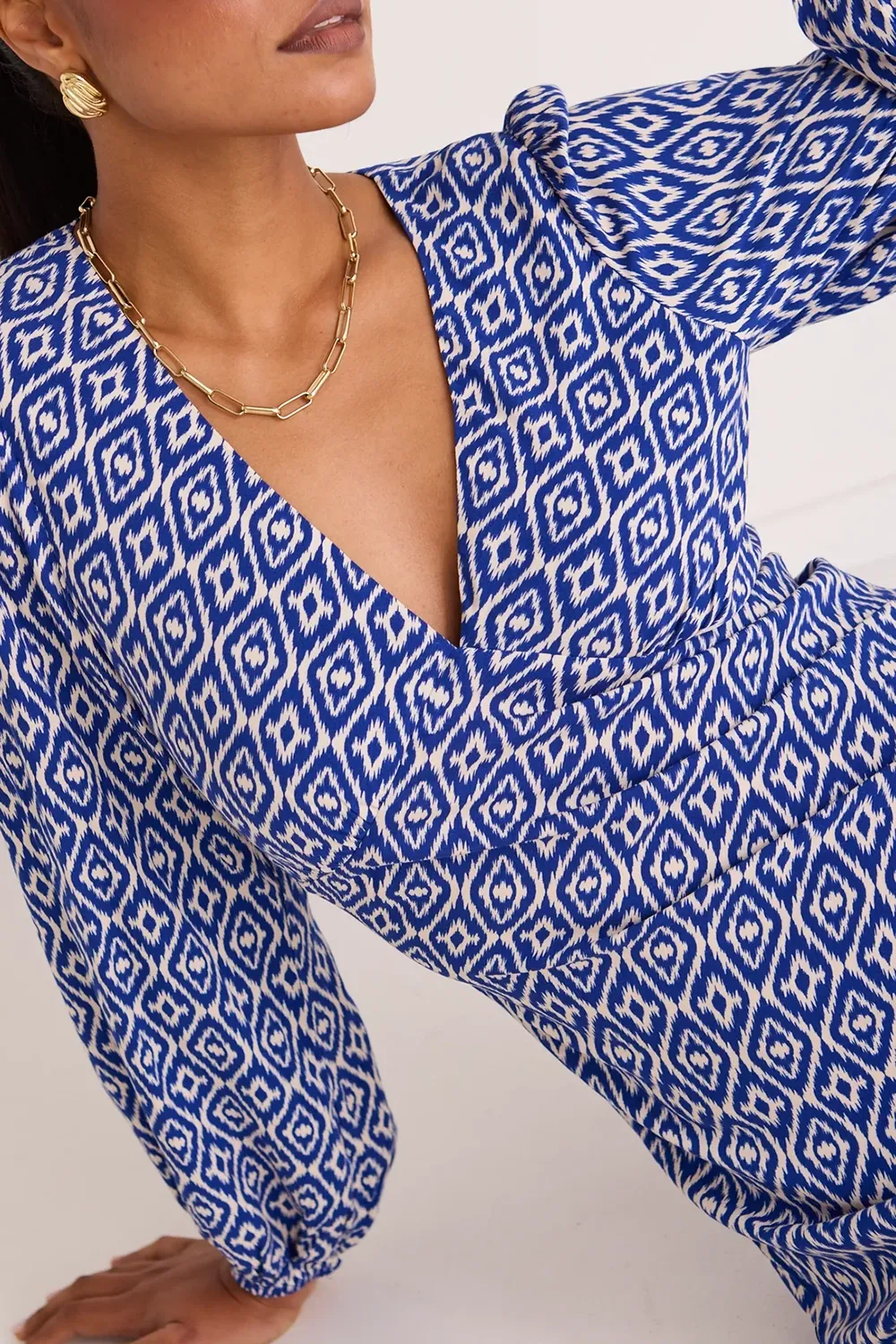 Electric Blue Batik Bias Midi Dress