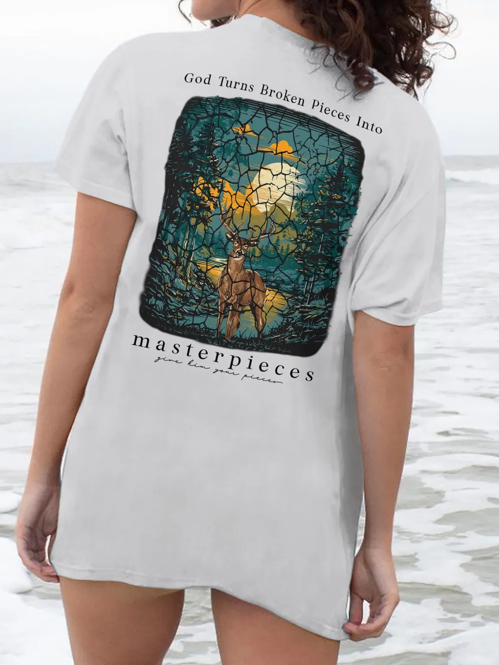 Beach Sunset Back Printed Tee