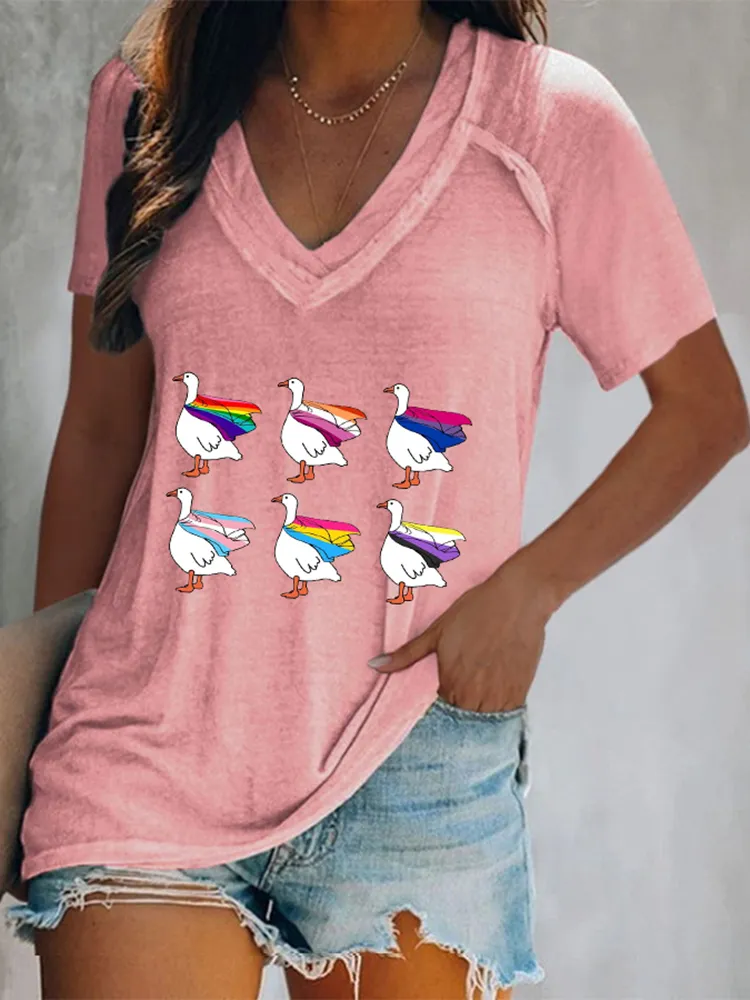Women'S V-Neck Pride Month Short-Sleeved T-Shirt
