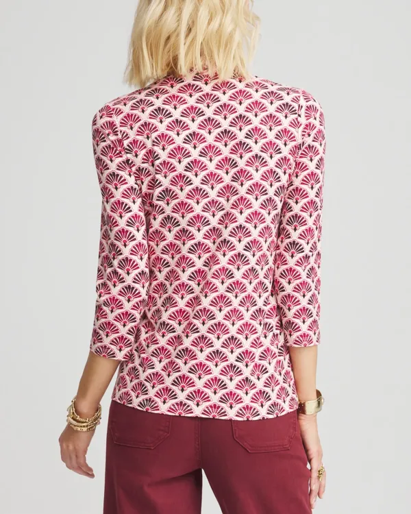 Fan Pattern V-Neck Tee