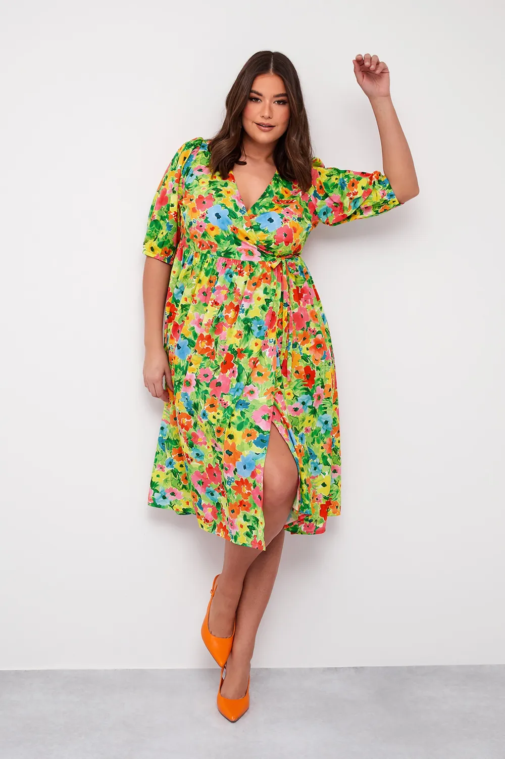 YOURS Curve Green Floral Midaxi Dress