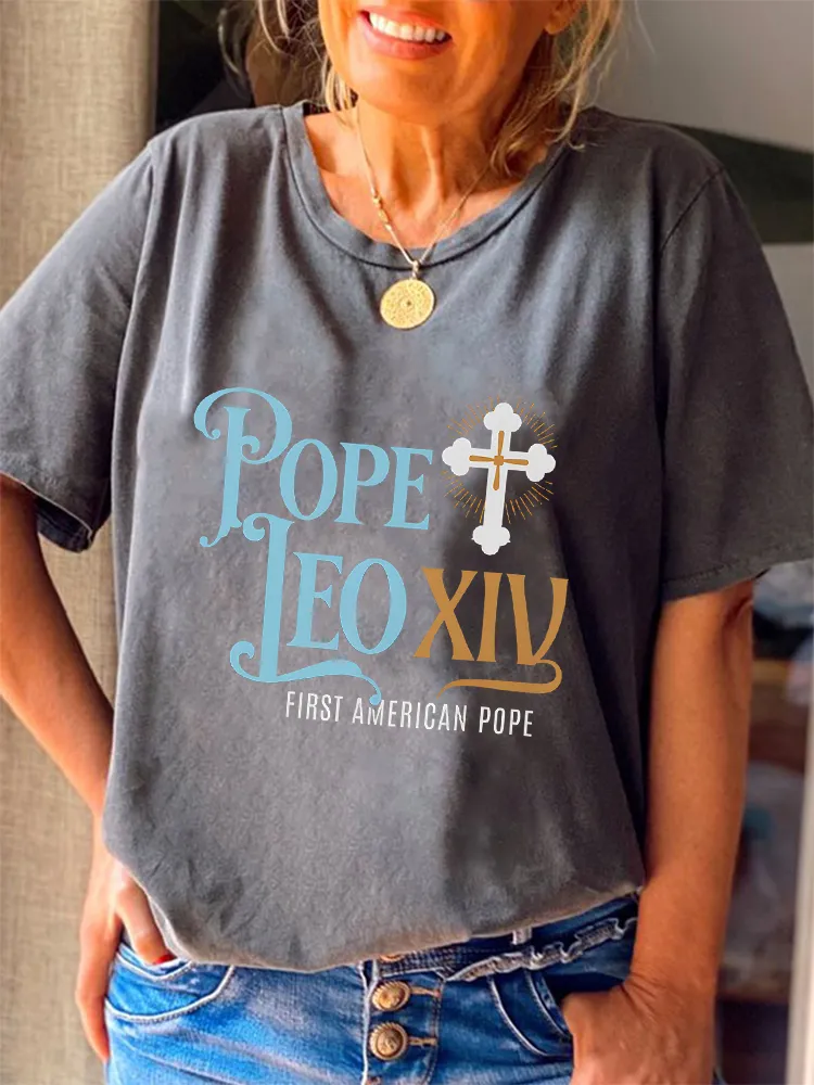 Women'S Pope Leo Xiv First America Pope Round-Neck Short-Sleeved T-Shirt