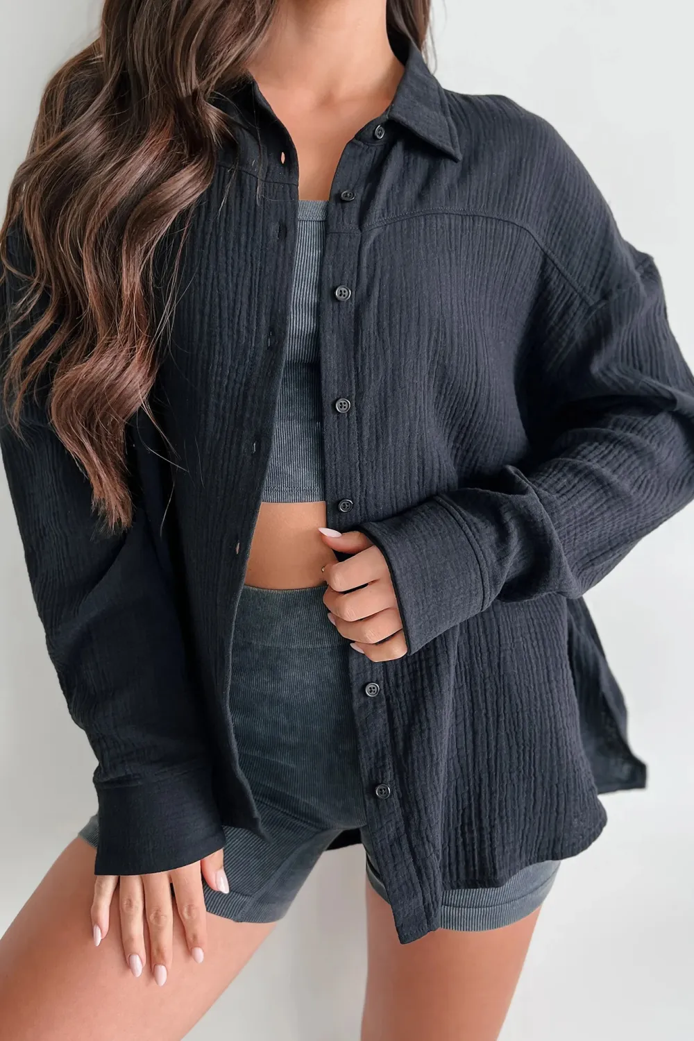 Cotton Gauze Button-Down Shirt