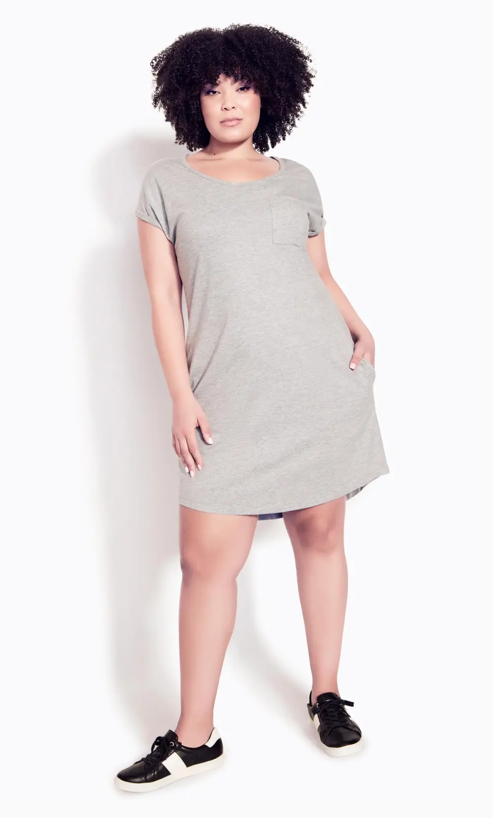 Evans Grey Pocket Detail T-Shirt Dress