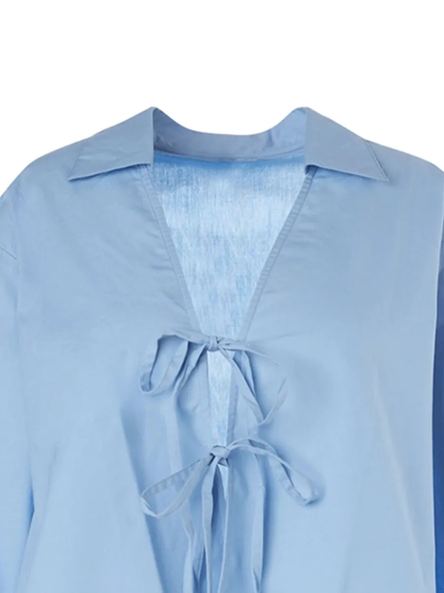 Women'S Oversized Drawstring-Accent Cropped Shirt