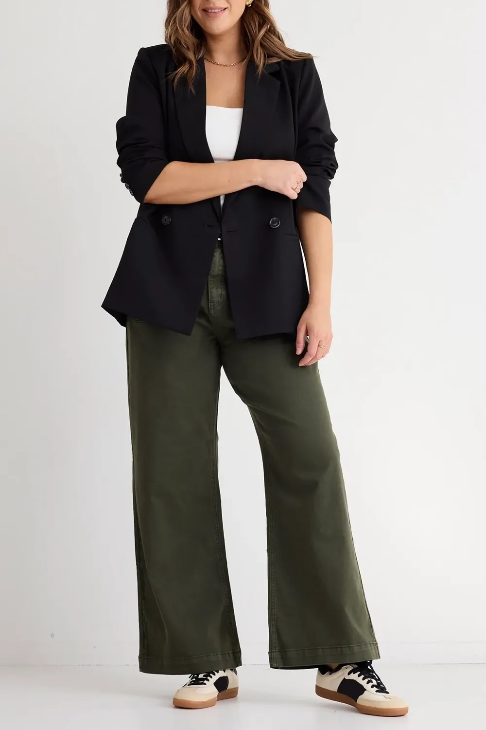 Army Green High Rise Wide Leg Pocket Jean