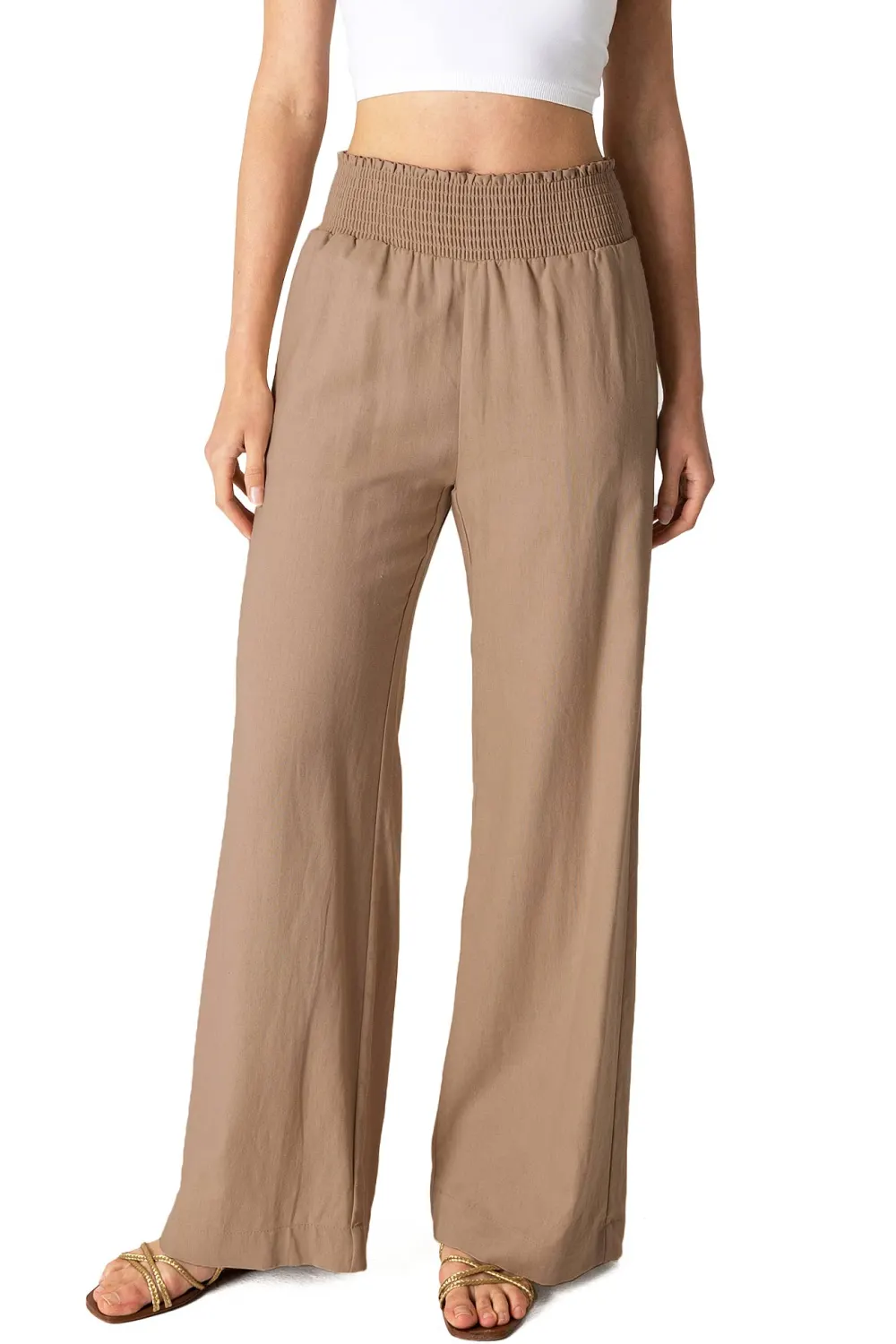 Elastic Waist Linen Pants