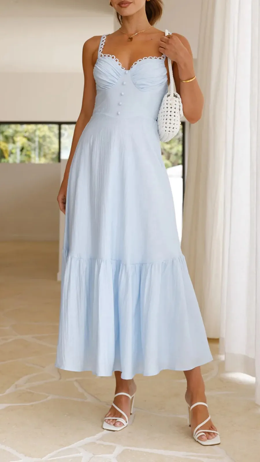 Front Button Detailing Maxi Dress