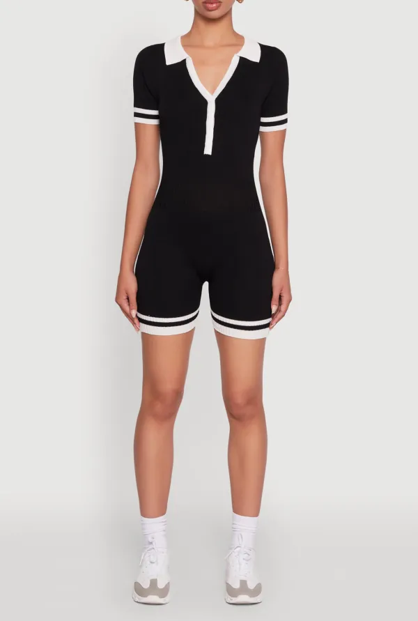 Ribbed Contrasting Striped Jumpsuit