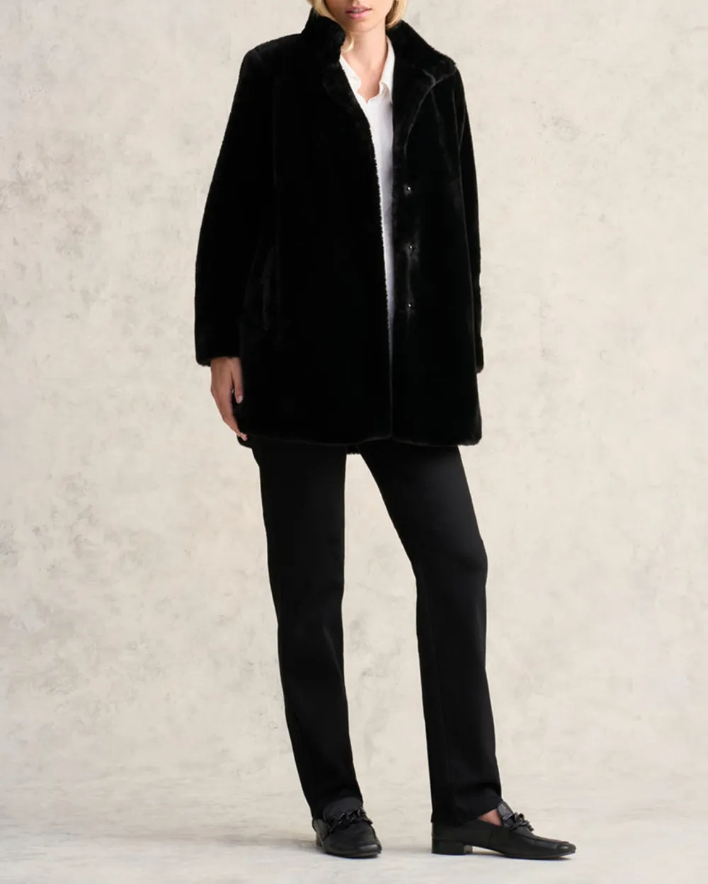 Textured Faux Fur Coat