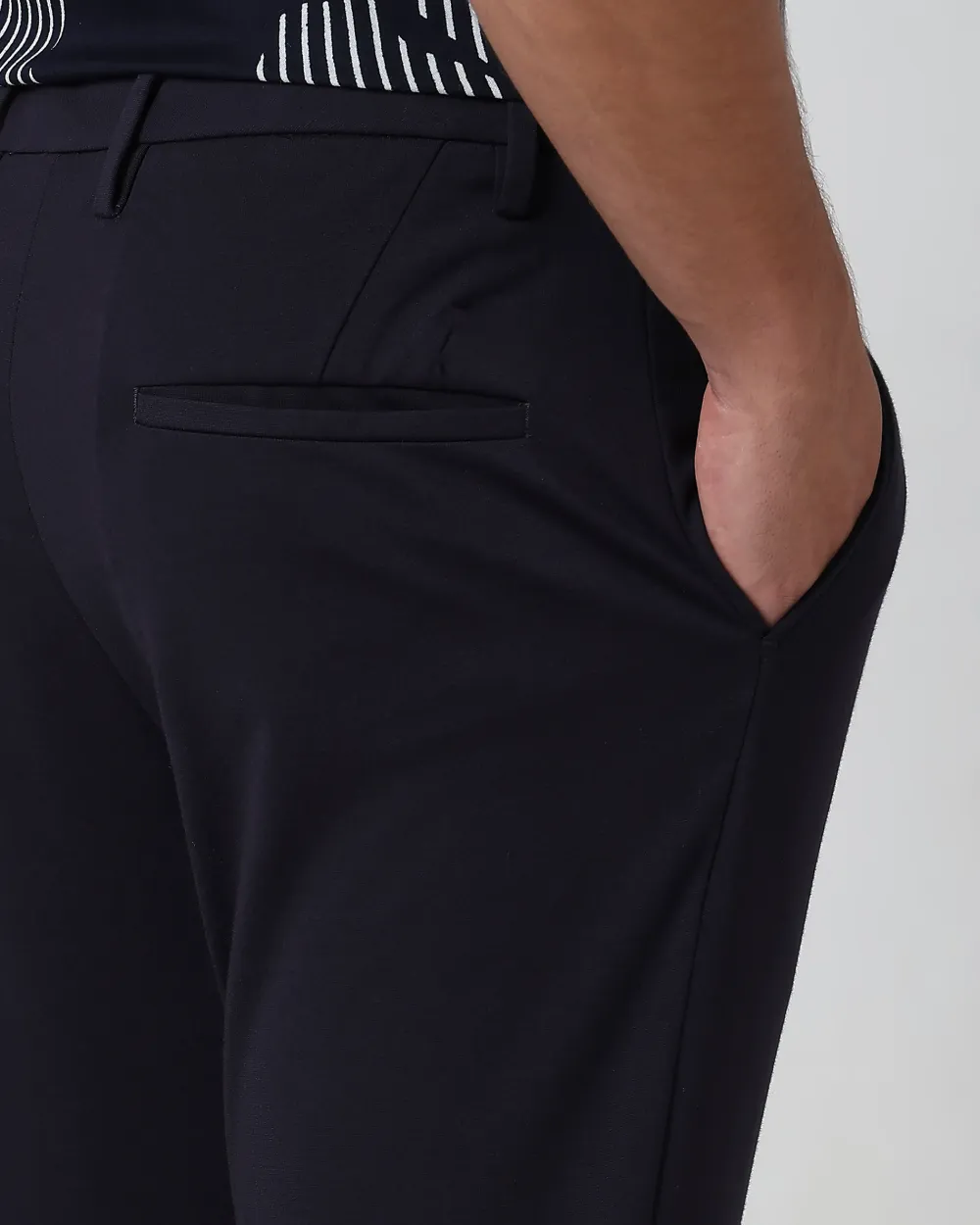 Classic Versatile Soft Slim-Fit Straight-Leg Navy Trousers