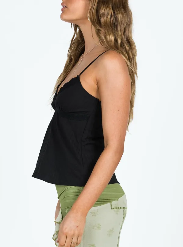 V-Neck Black Lace Trimmed Cami