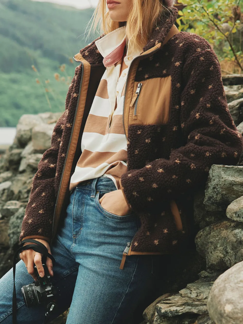 Chocolate Brown spot Borg Fleece Jacket