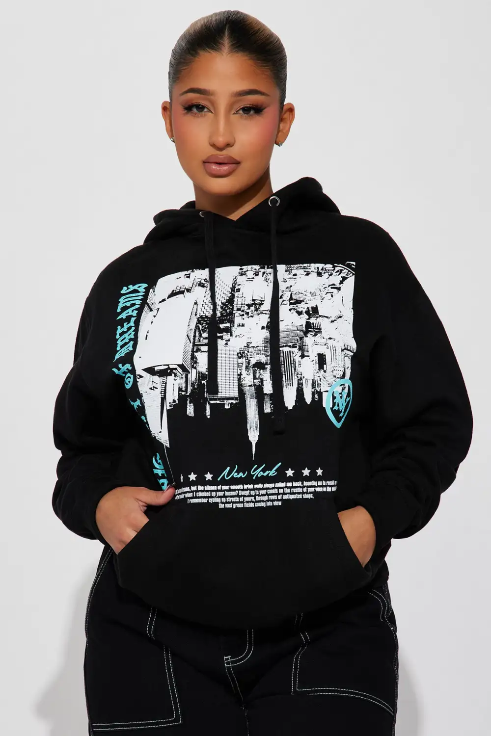 New York Blessed Love Hoodie - Black