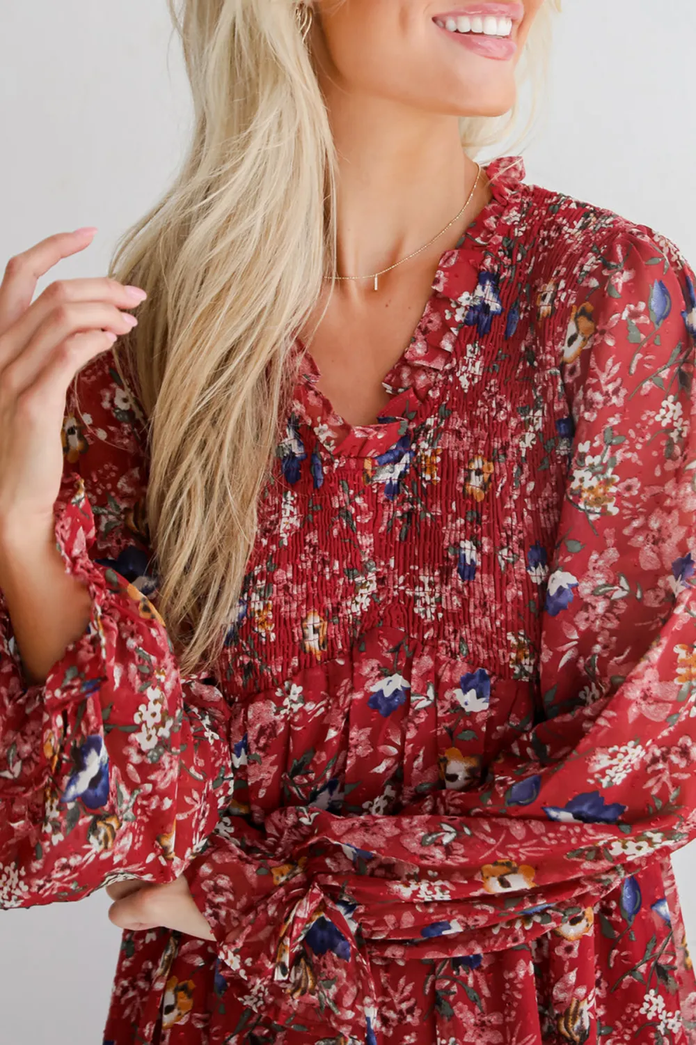 Darling Persuasion Burgundy Floral Mini Dress