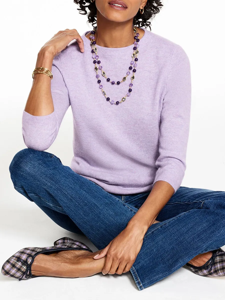 Lady'S Elegant Solid Color Fitted Wool Sweater