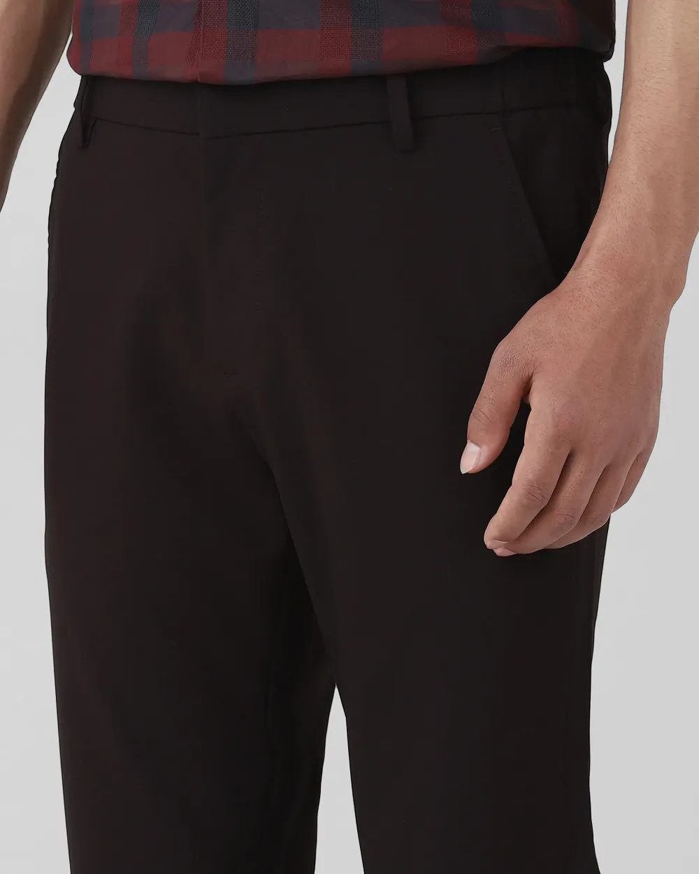 Classic Versatile Daily Slim-Fit Straight-Leg Maroon Trousers