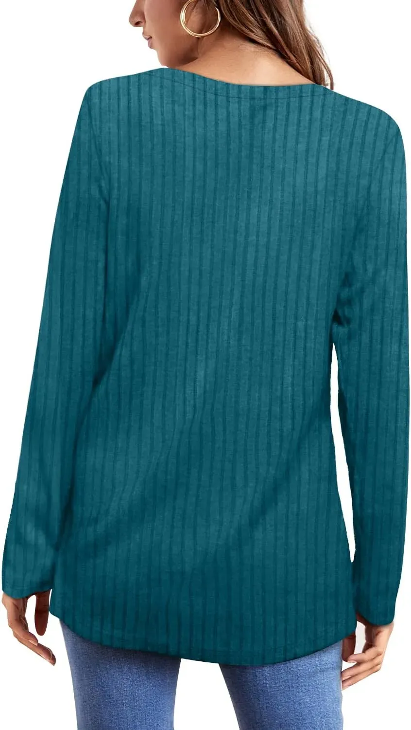 OFEEFAN Long Sleeve Shirts for Women Lightweight Crew Neck Casual Tunic Tops