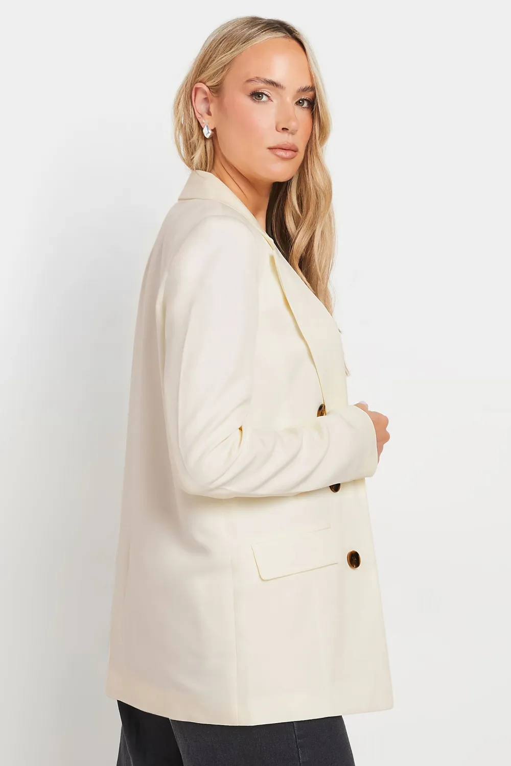 LTS Tall Ivory White Double Breasted Blazer
