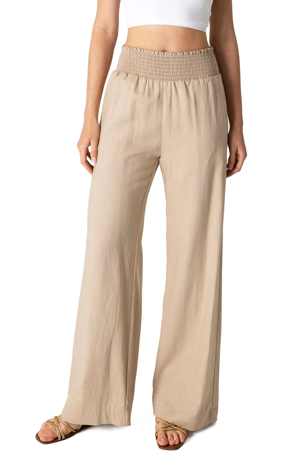 Elastic Waist Linen Pants