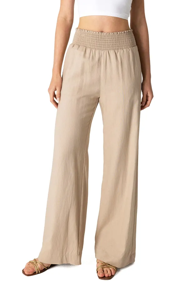 Elastic Waist Linen Pants