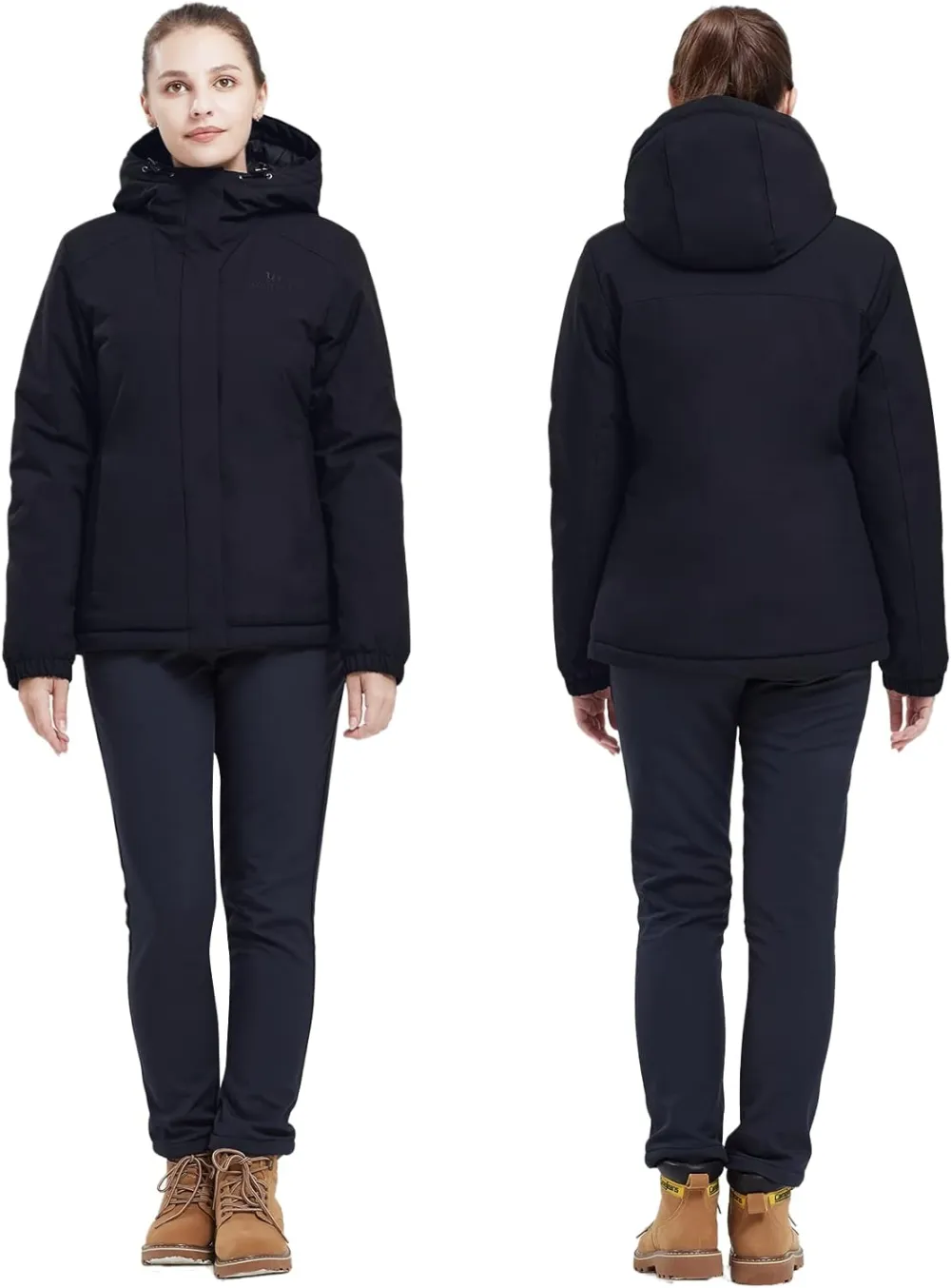 Women's Waterproof Mountain Ski Snow Jacket with Fleece Outdoor Windproof Raincoat Hooded for Fall and Winter