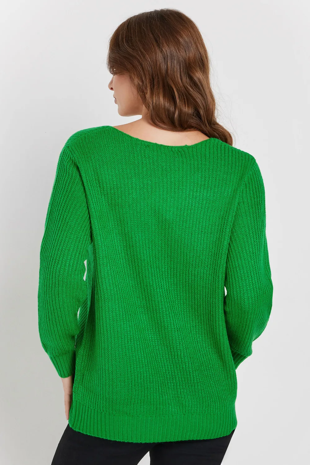 M&Co Fern Green V-Neck Knitted Jumper