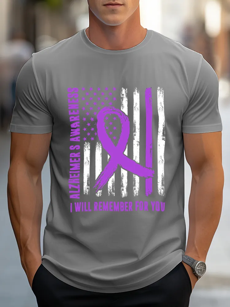 Men's T Shirt I Wear Purple For Alzheimer's Awareness
