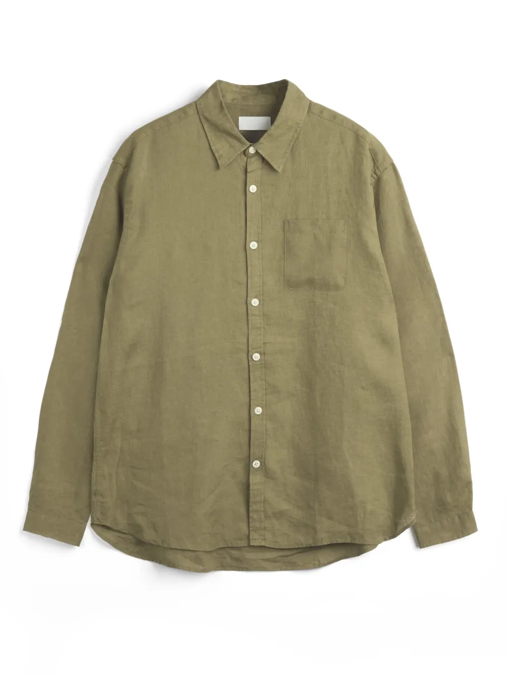 Casual Style Long Sleeve Green Linen Shirt