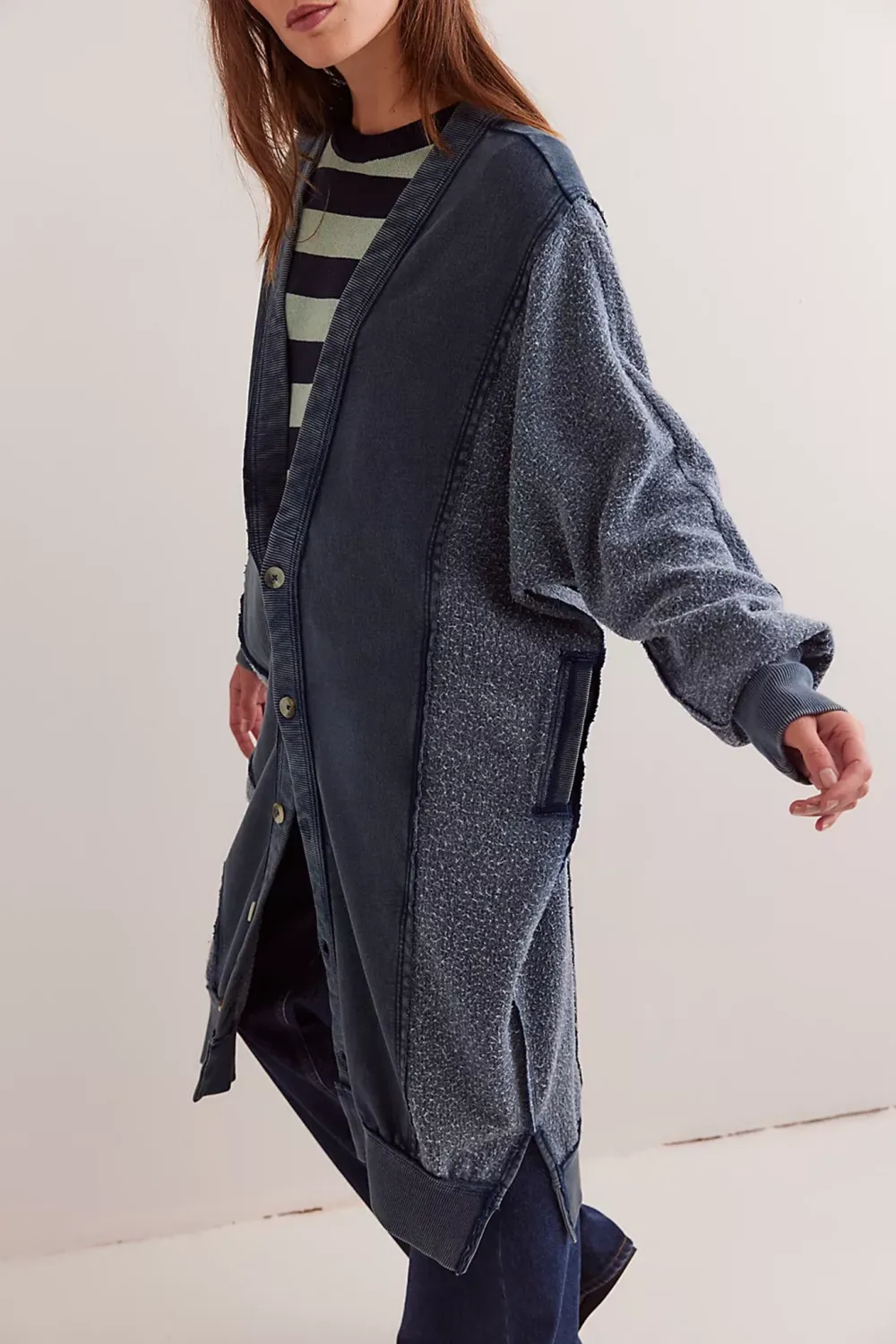 Open Front Striped Cardigan