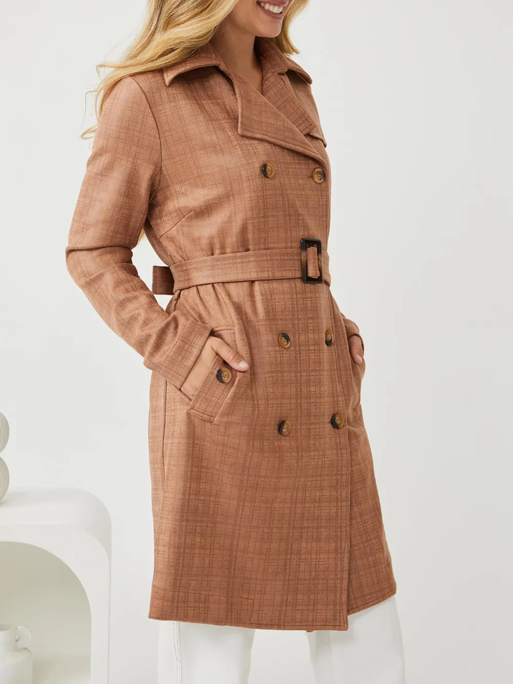 Camel Print Daily Long sleeves Coat