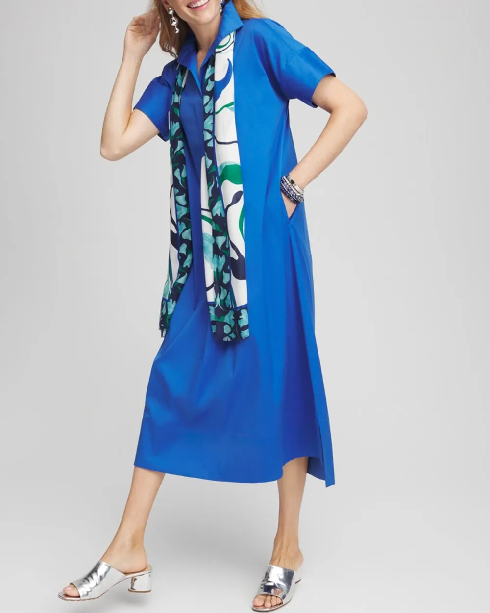 Short Sleeve Collared Midi Dress