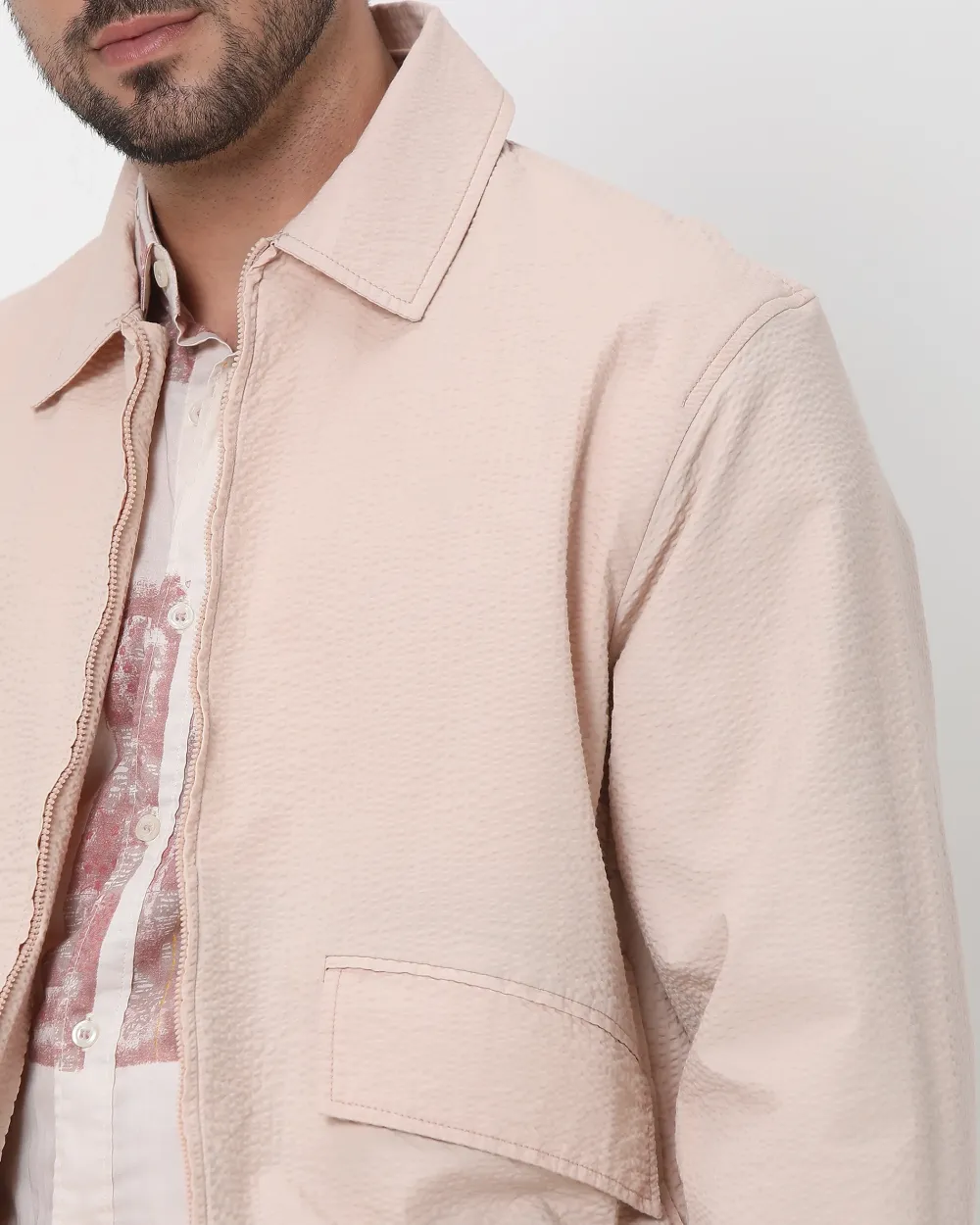 Versatile Comfortable Slim-Fit Peach Cotton Jacket