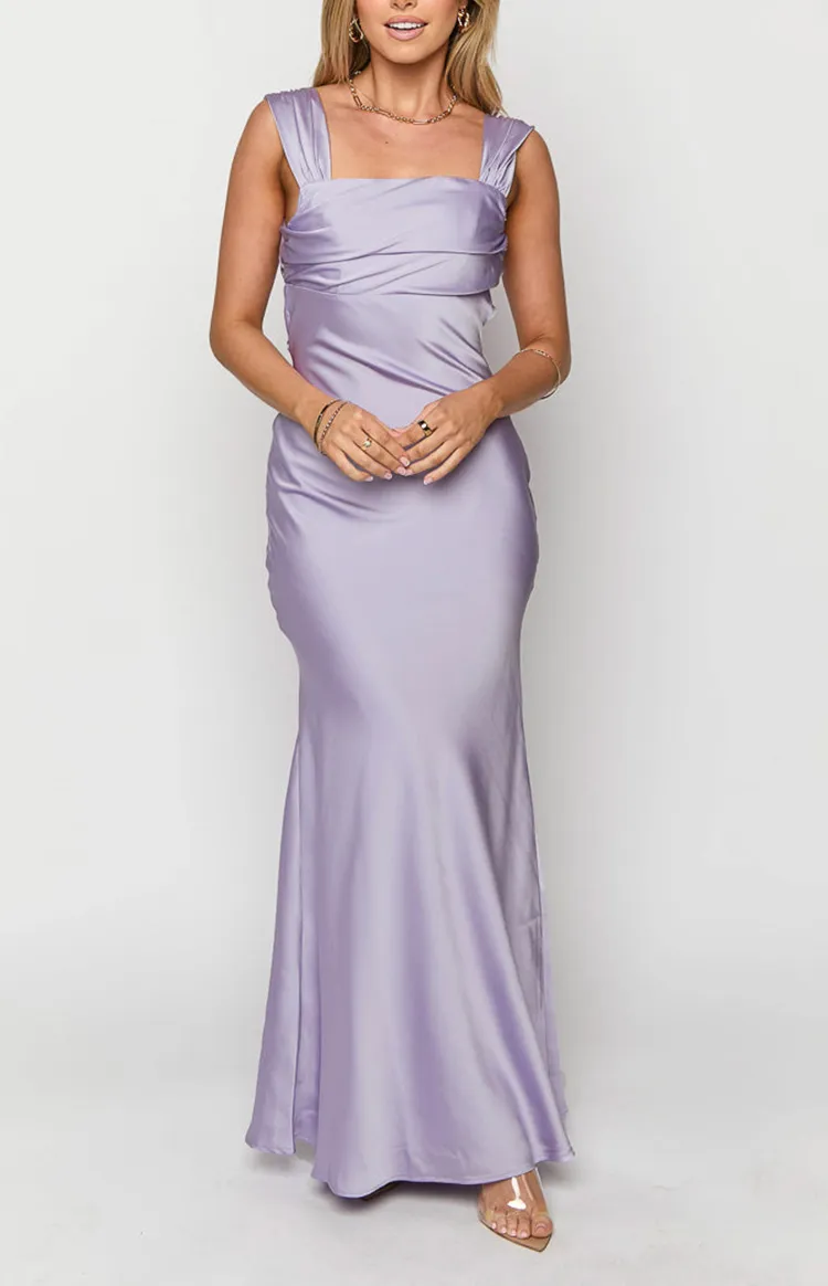 Crisscross Back Lilac Maxi Dress