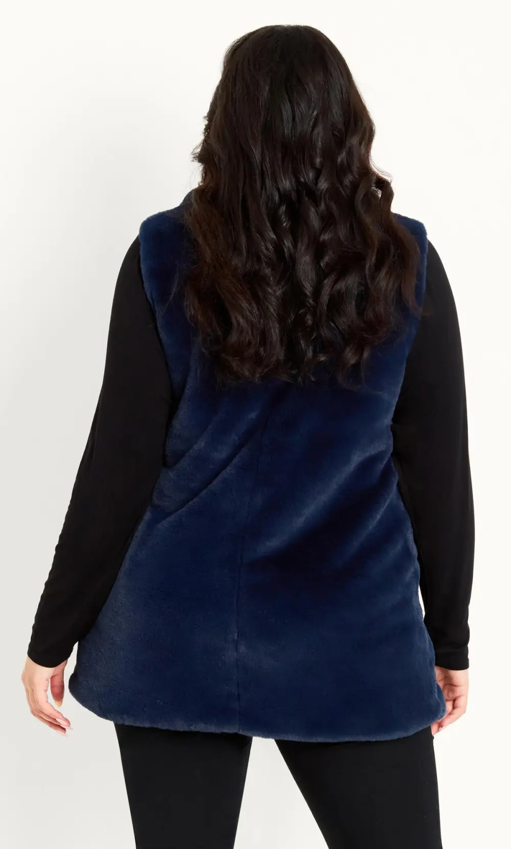 Evans Navy Blue Faux Fur Gilet