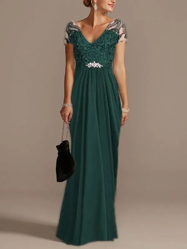 Lace chiffon with delicate waist women's dress