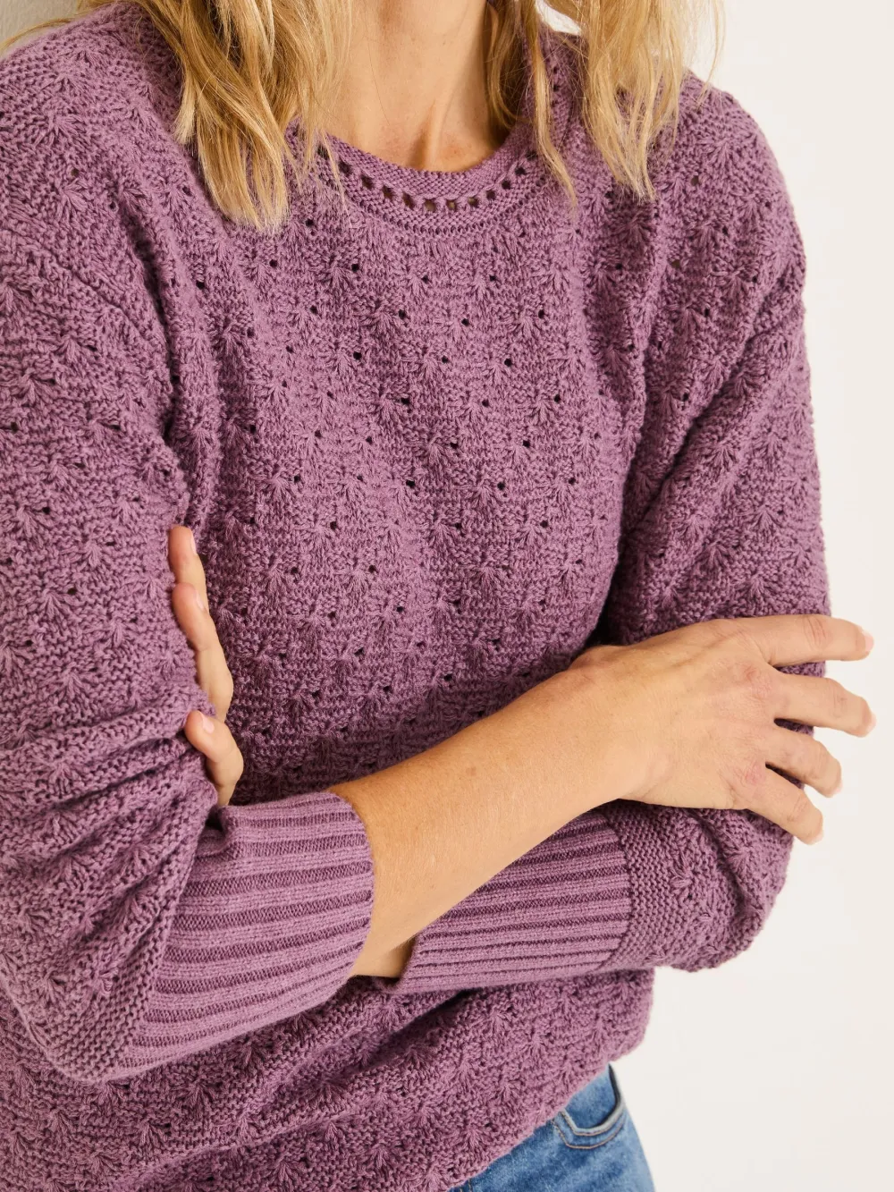 Purple Knitted 100% Cotton Sweaters