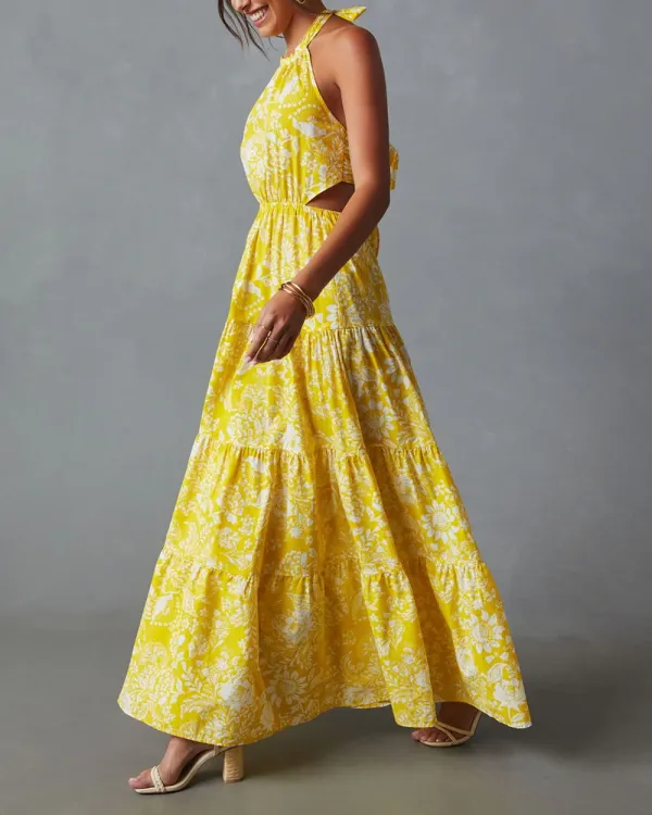 Halter Neck Tiered Maxi Dress