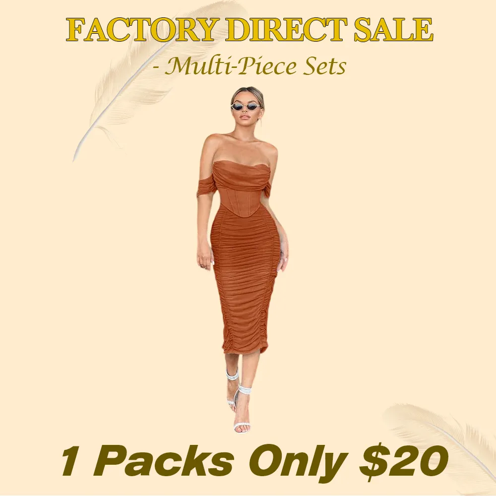 Women's Off The Shoulder Cocktail Midi Dress with Built-in Bra Ruched Bodycon Corset for Fall Homecoming Wedding Guest Formal Party - Sleeveless