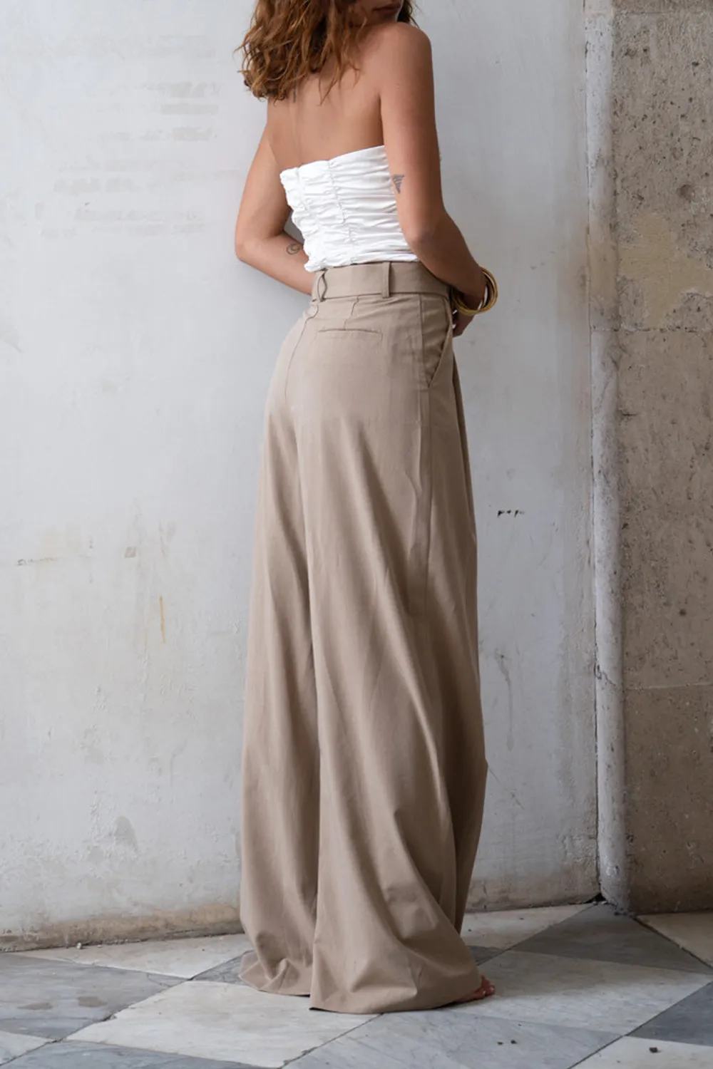 Tan Wide Leg Trouser